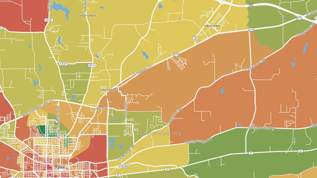 75708, TX Map of Theft Rates