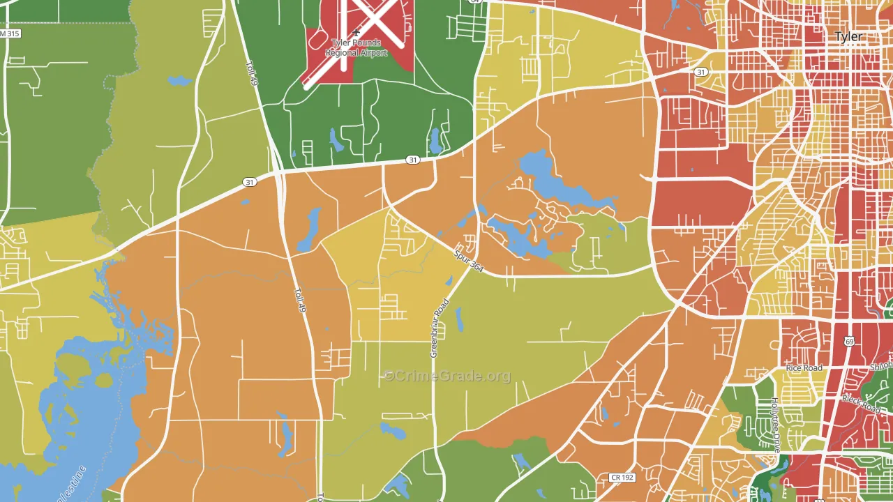 75709, TX Map of Theft Rates