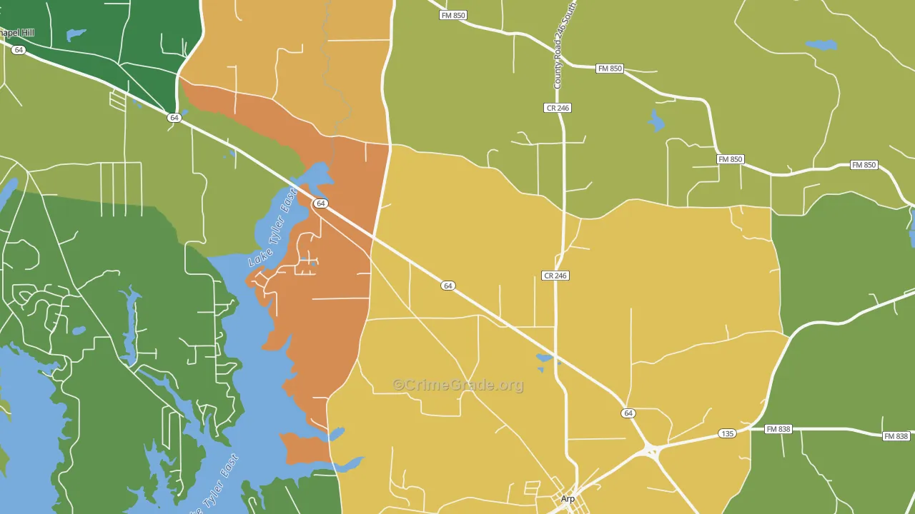 75750, TX Map of Theft Rates