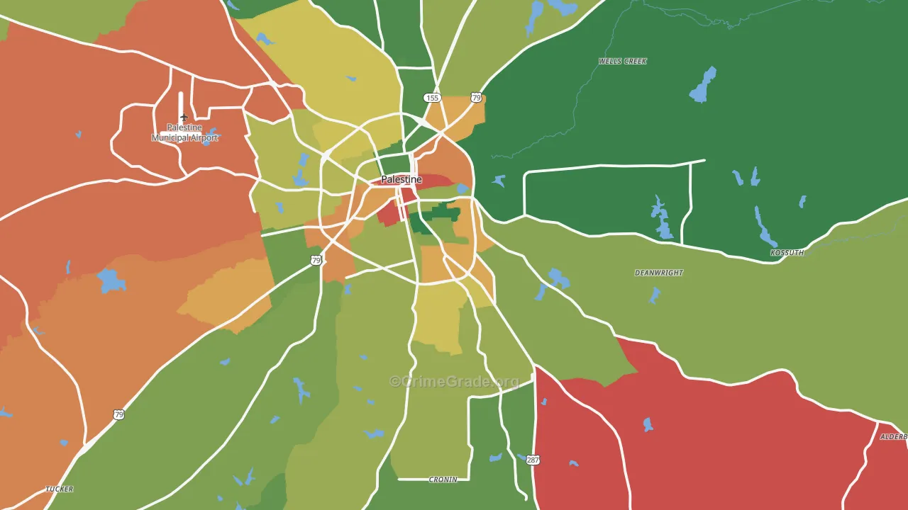 75801, TX Map of Theft Rates