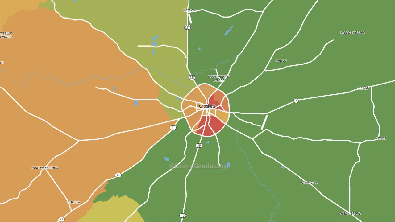 75835, TX Map of Theft Rates
