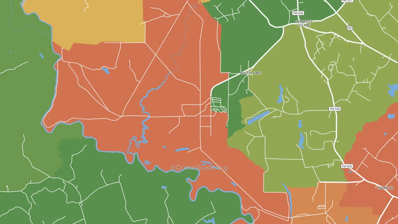 75861, TX Map of Theft Rates