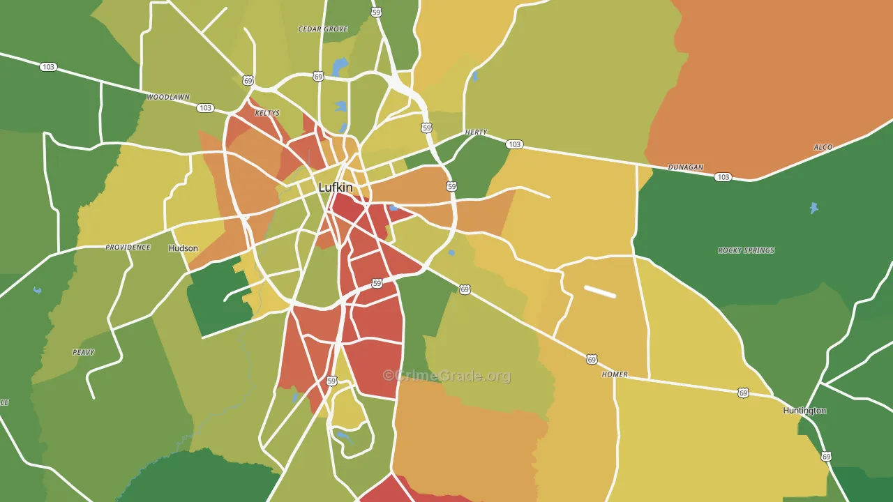 75901, TX Map of Theft Rates