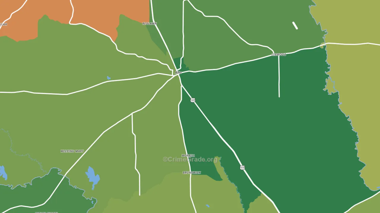 75925, TX Map of Theft Rates