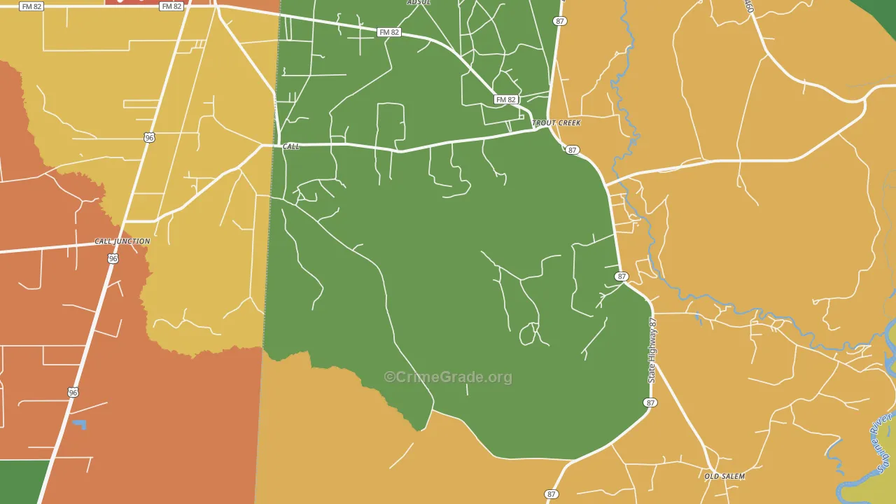 75933, TX Map of Theft Rates