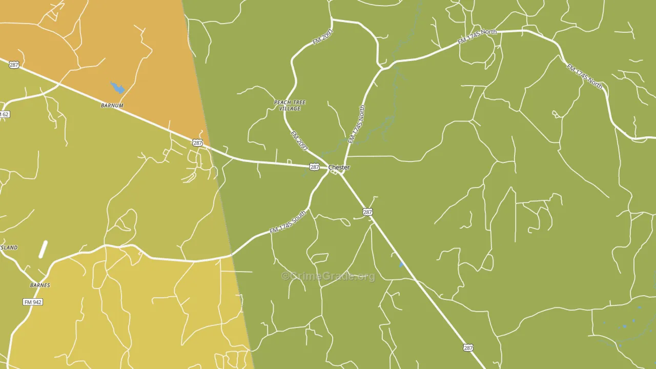 75936, TX Map of Theft Rates