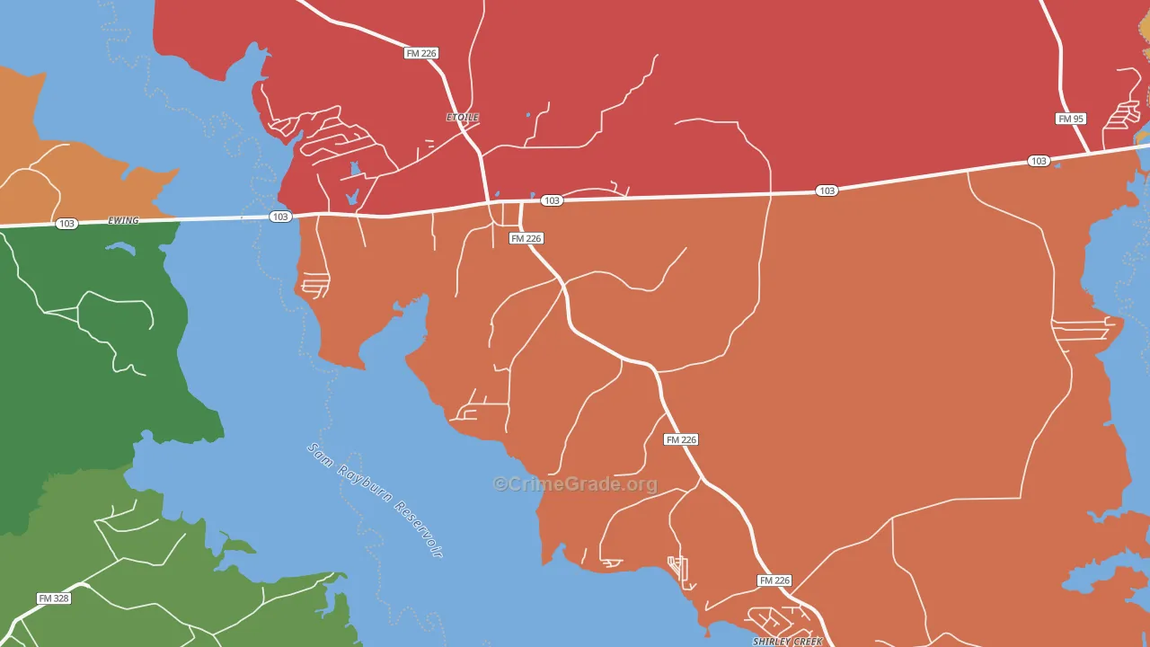 75944, TX Map of Theft Rates