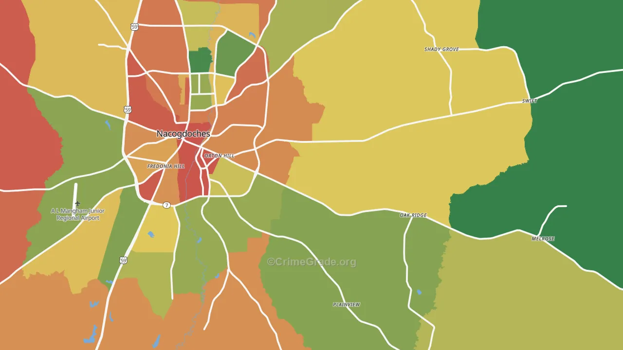 75961, TX Map of Theft Rates