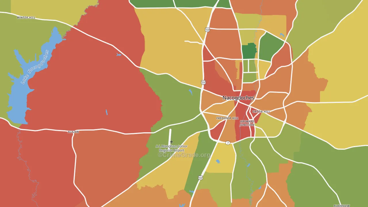 75964, TX Map of Theft Rates