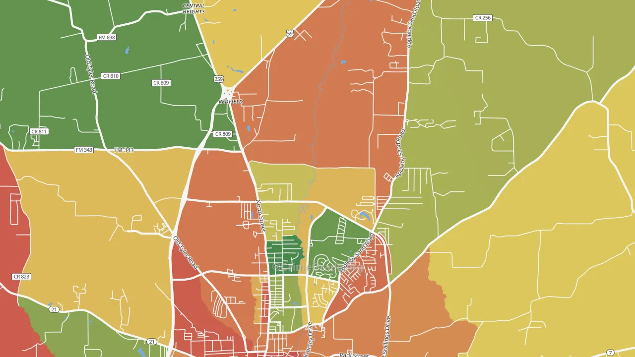 75965, TX Map of Theft Rates