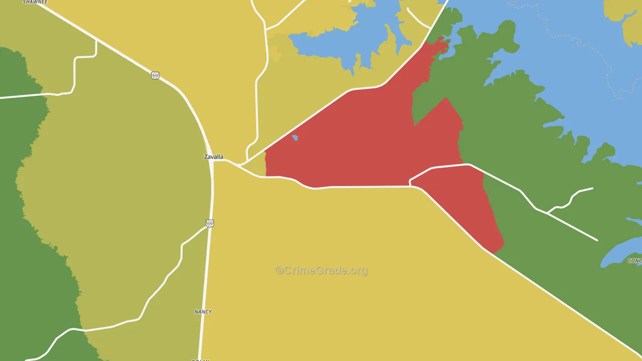 75980, TX Map of Theft Rates