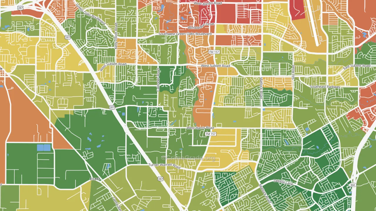 76001, TX Map of Theft Rates