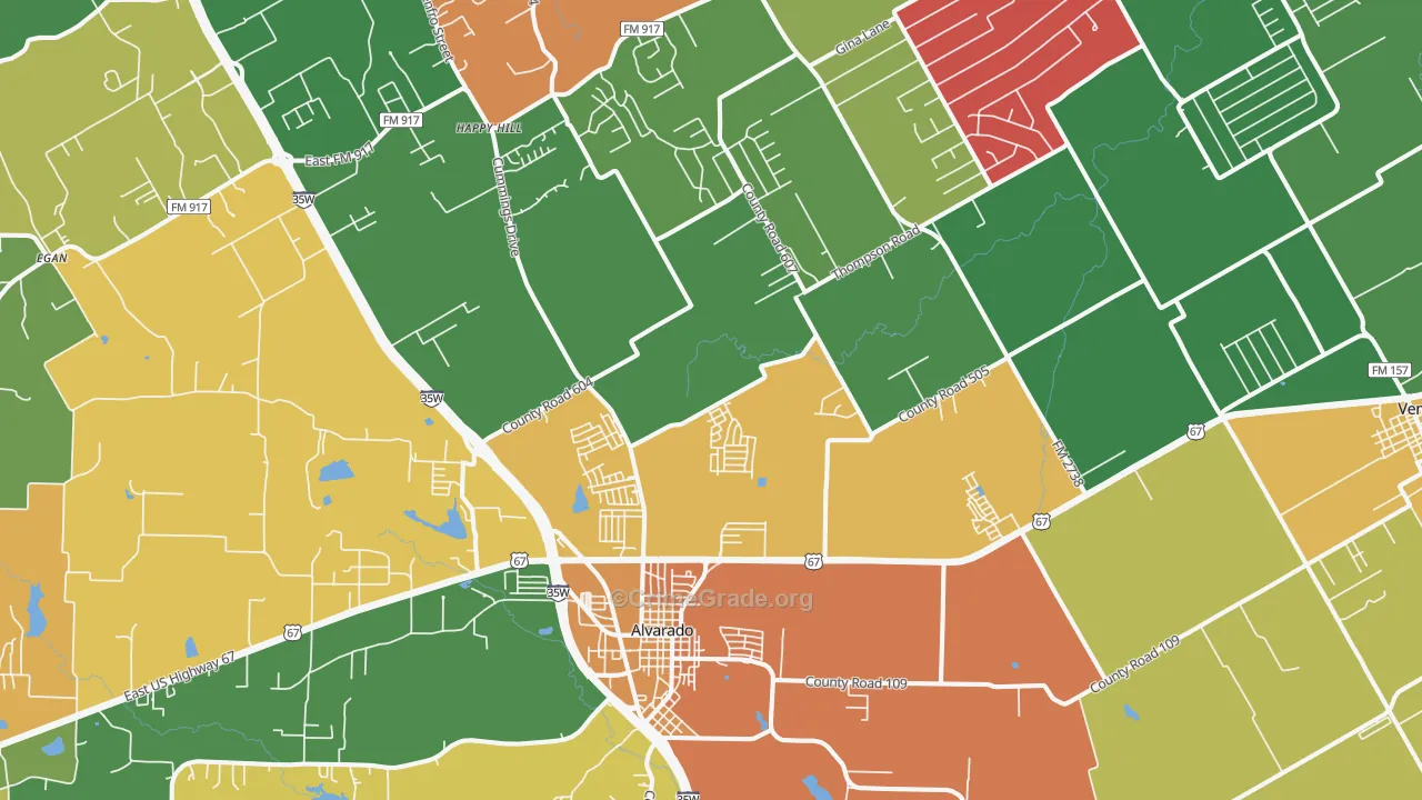 76009, TX Map of Theft Rates
