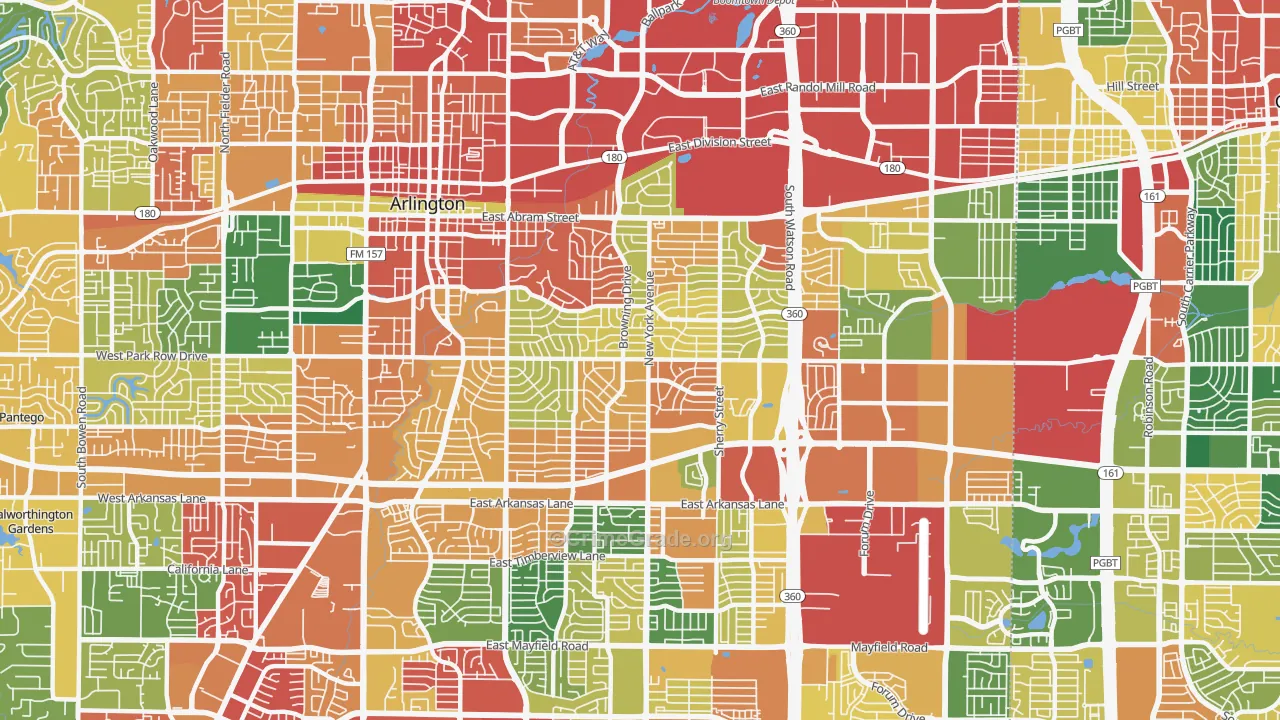76010, TX Map of Theft Rates