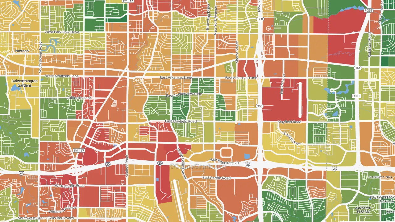 76014, TX Map of Theft Rates