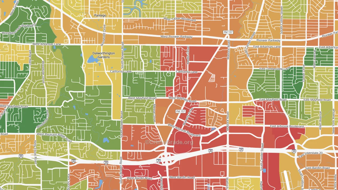 76015, TX Map of Theft Rates