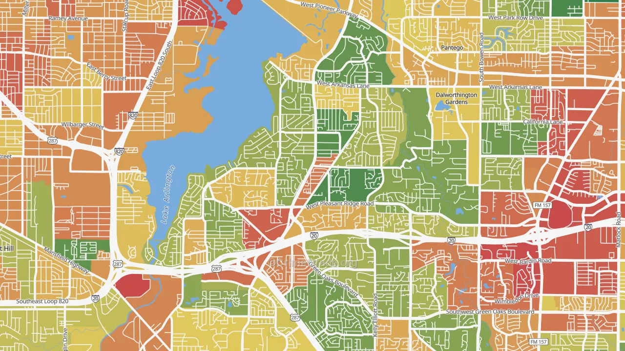 76016, TX Map of Theft Rates