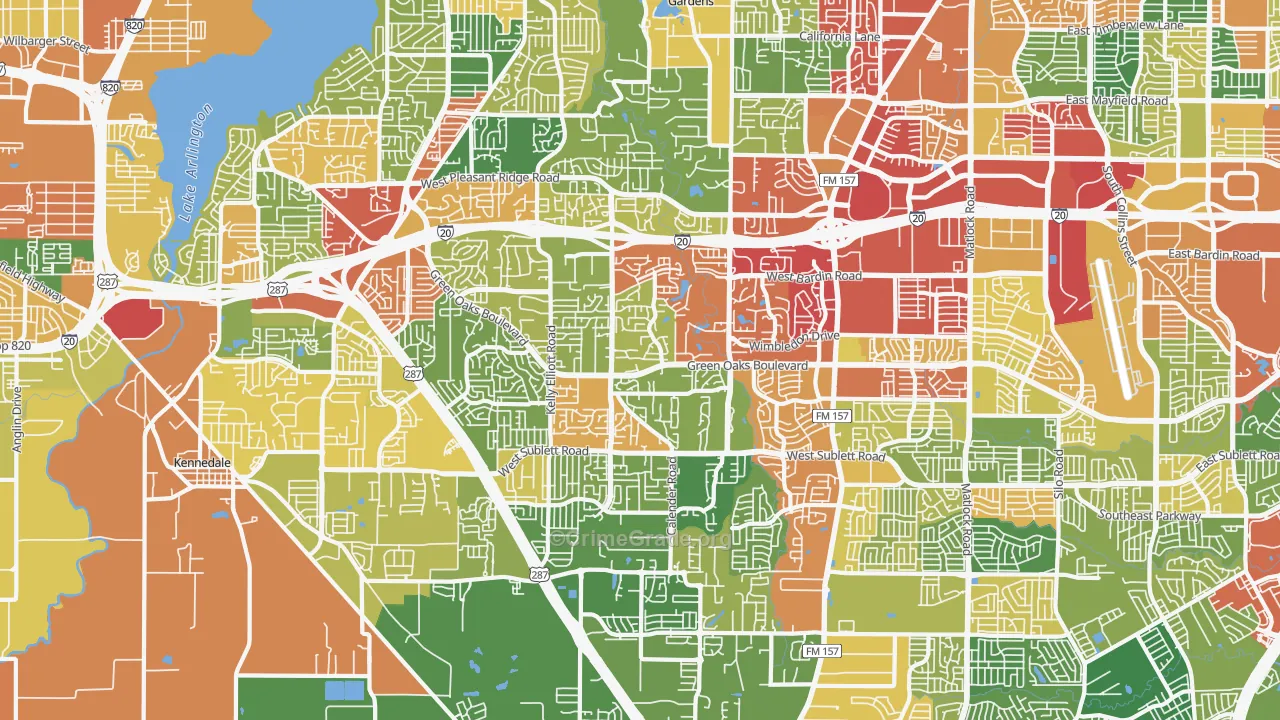 76017, TX Map of Theft Rates