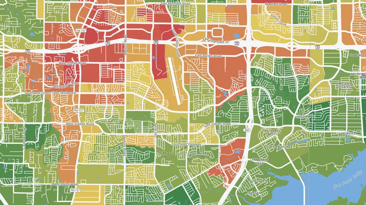 76018, TX Map of Theft Rates