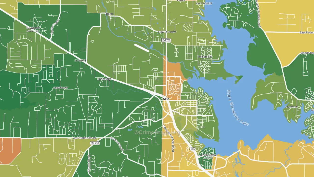 76020, TX Map of Theft Rates