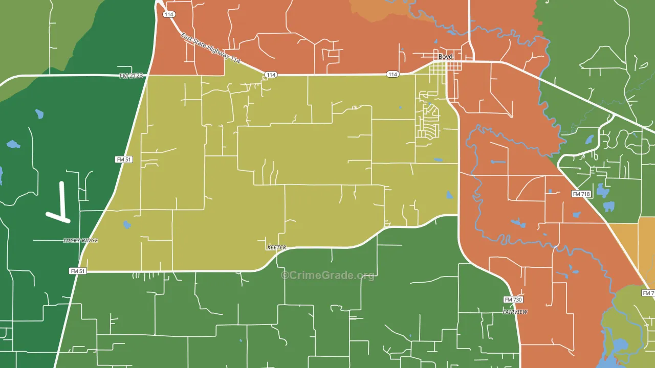 76023, TX Map of Theft Rates