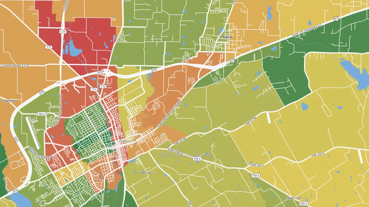 76031, TX Map of Theft Rates