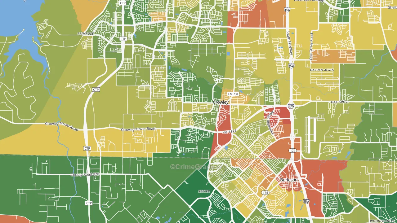 76036, TX Map of Theft Rates