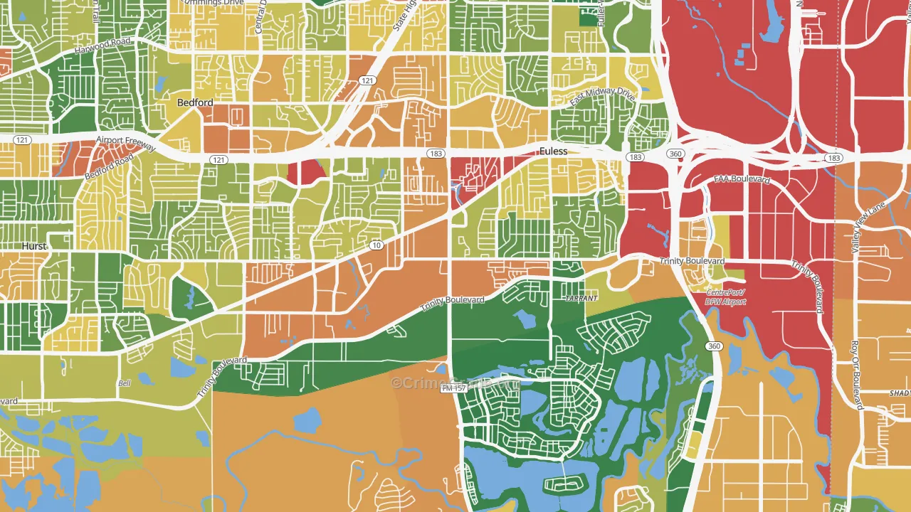 76040, TX Map of Theft Rates
