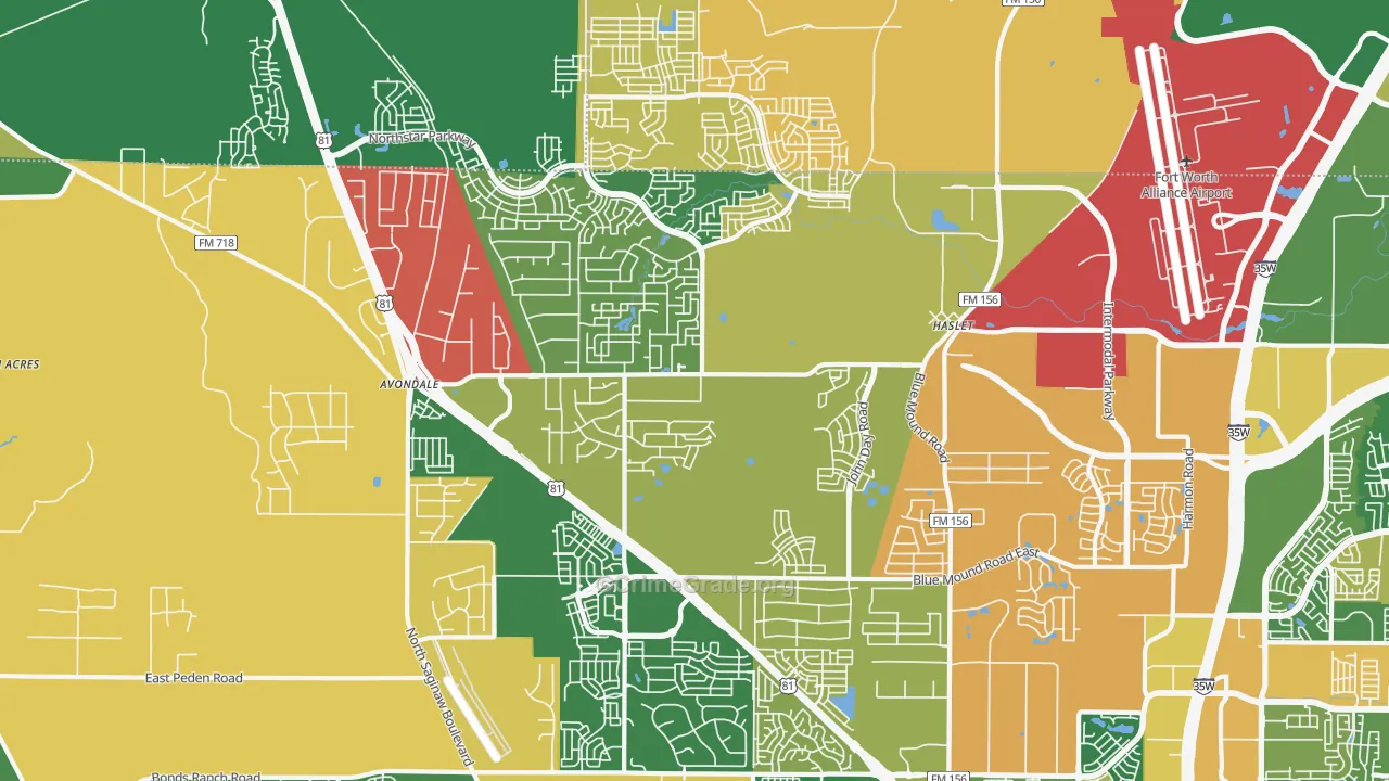 76052, TX Map of Theft Rates