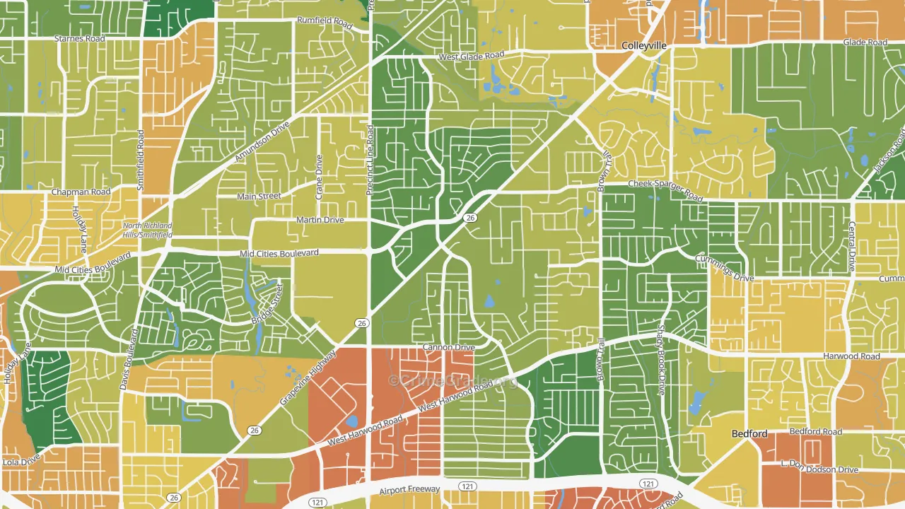 76054, TX Map of Theft Rates