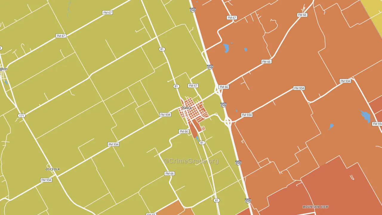 76055, TX Map of Theft Rates