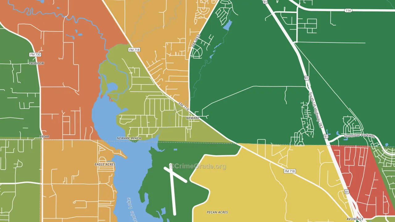 76071, TX Map of Theft Rates