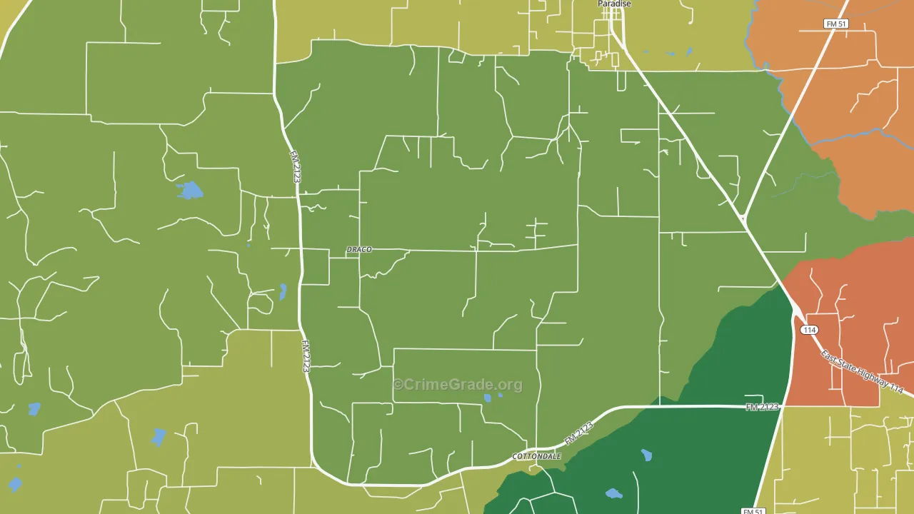 76073, TX Map of Theft Rates