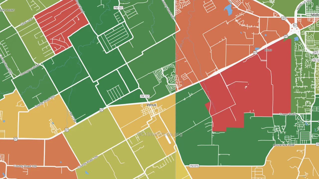 76084, TX Map of Theft Rates
