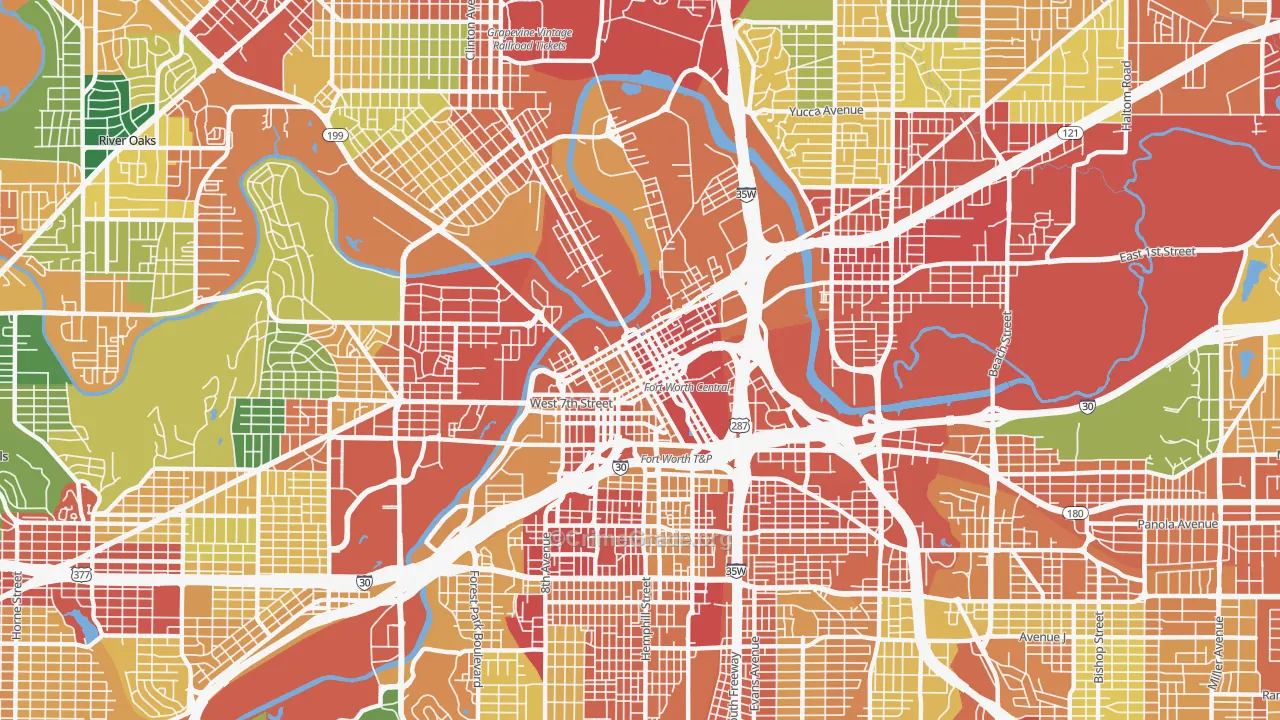 76102, TX Map of Theft Rates