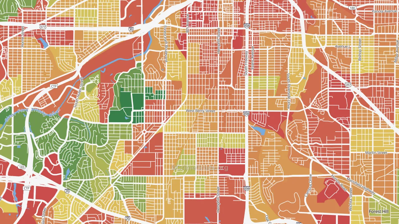 76110, TX Map of Theft Rates