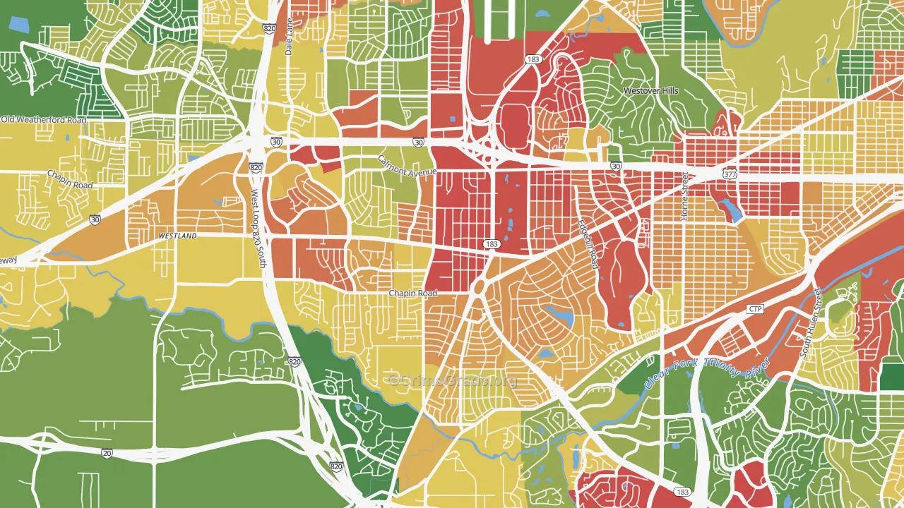 76116, TX Map of Theft Rates