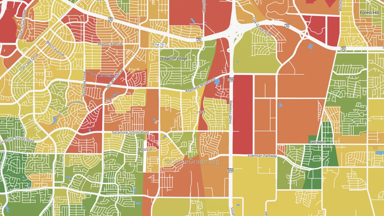 76134, TX Map of Theft Rates