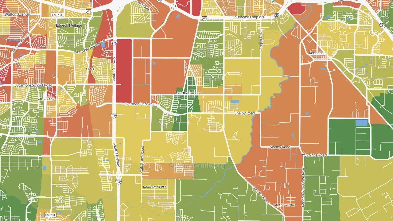 76140, TX Map of Theft Rates