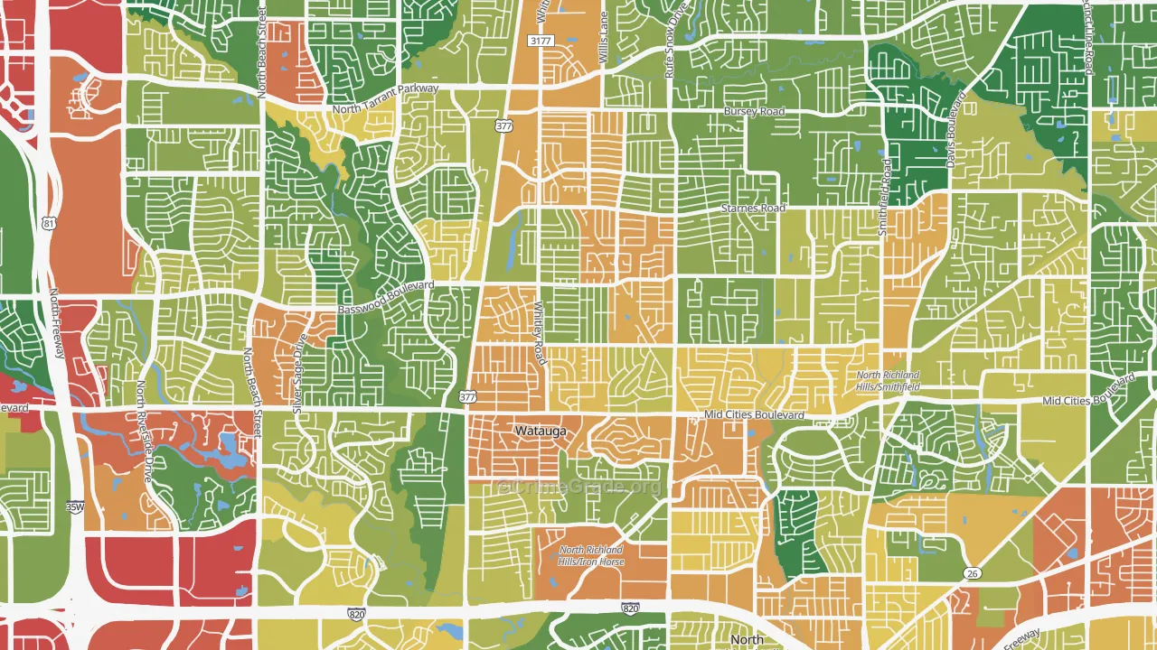 76148, TX Map of Theft Rates