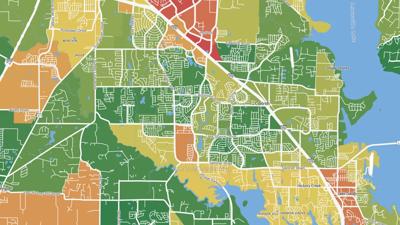 76210, TX Map of Theft Rates