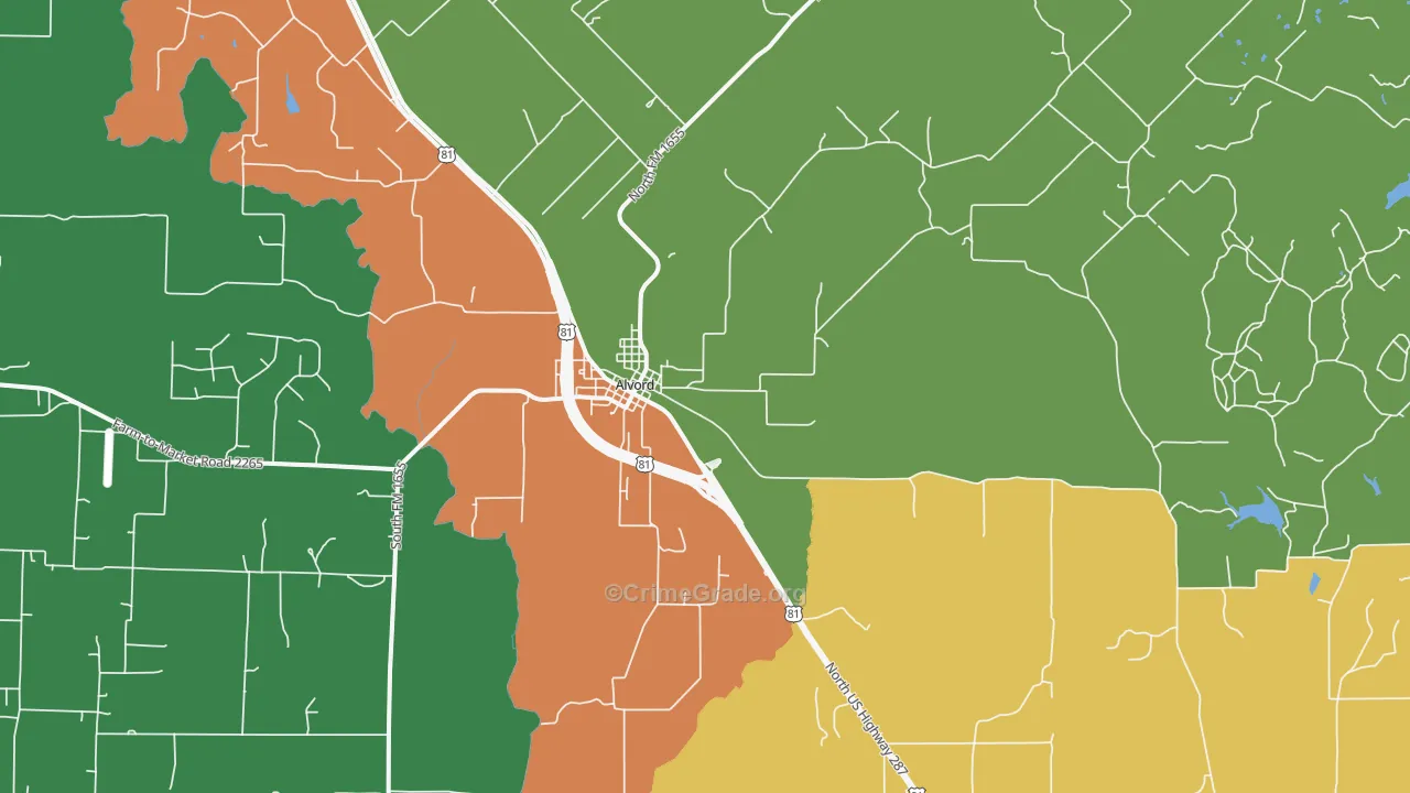 76225, TX Map of Theft Rates