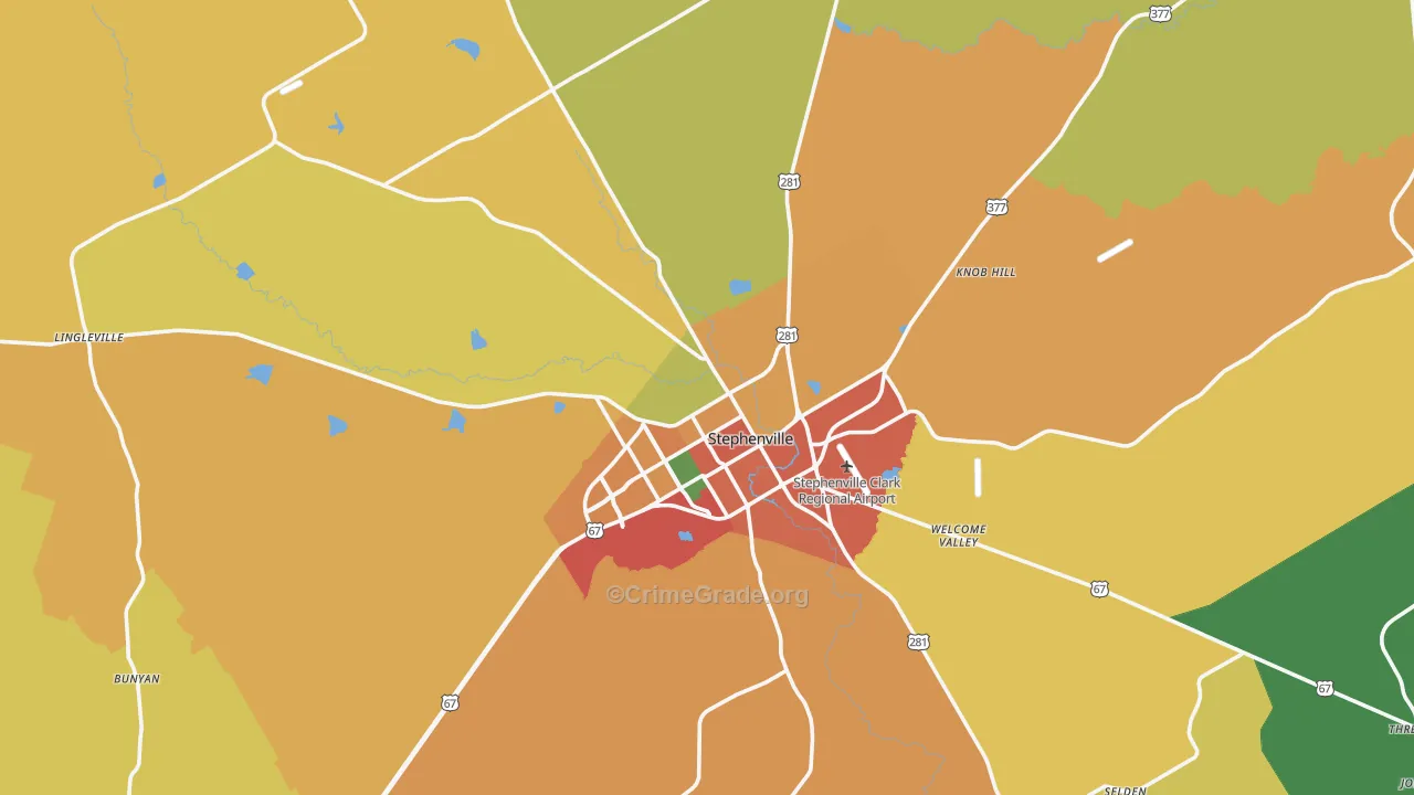 76401, TX Map of Theft Rates