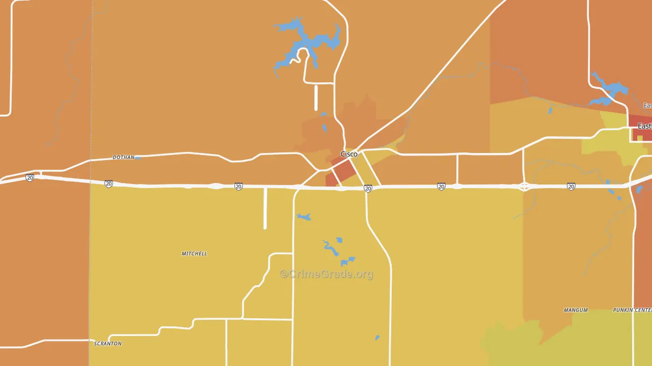 76437, TX Map of Theft Rates