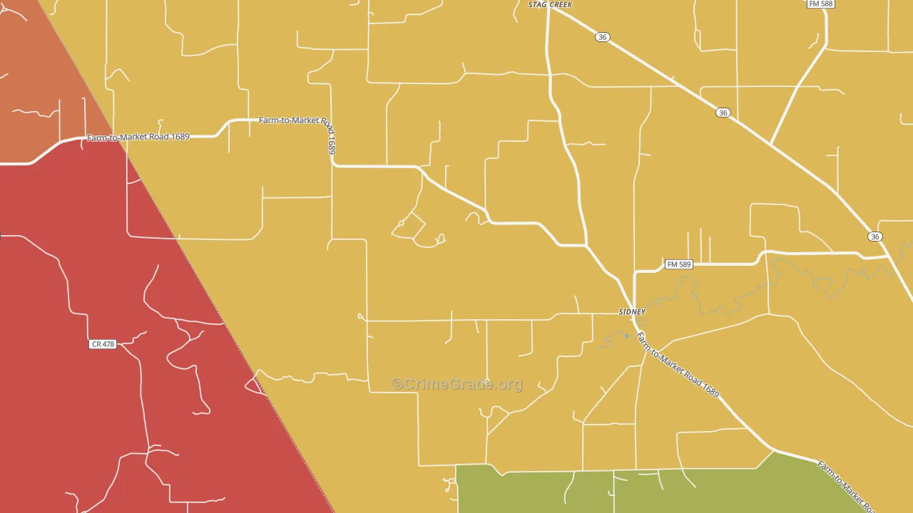 76474, TX Map of Theft Rates