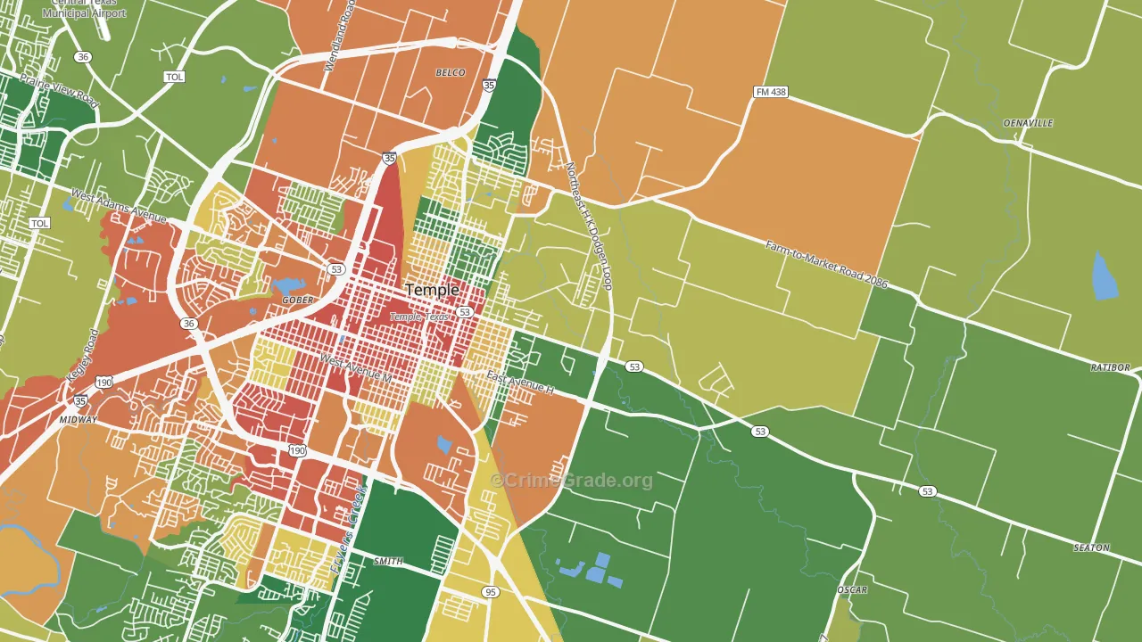 76501, TX Map of Theft Rates