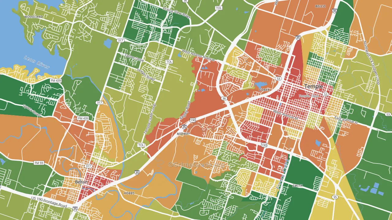 76502, TX Map of Theft Rates