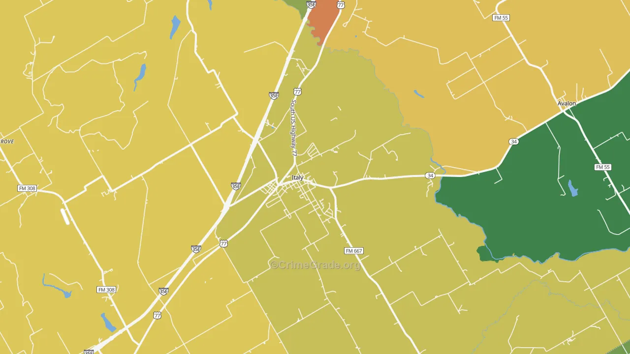 76651, TX Map of Theft Rates