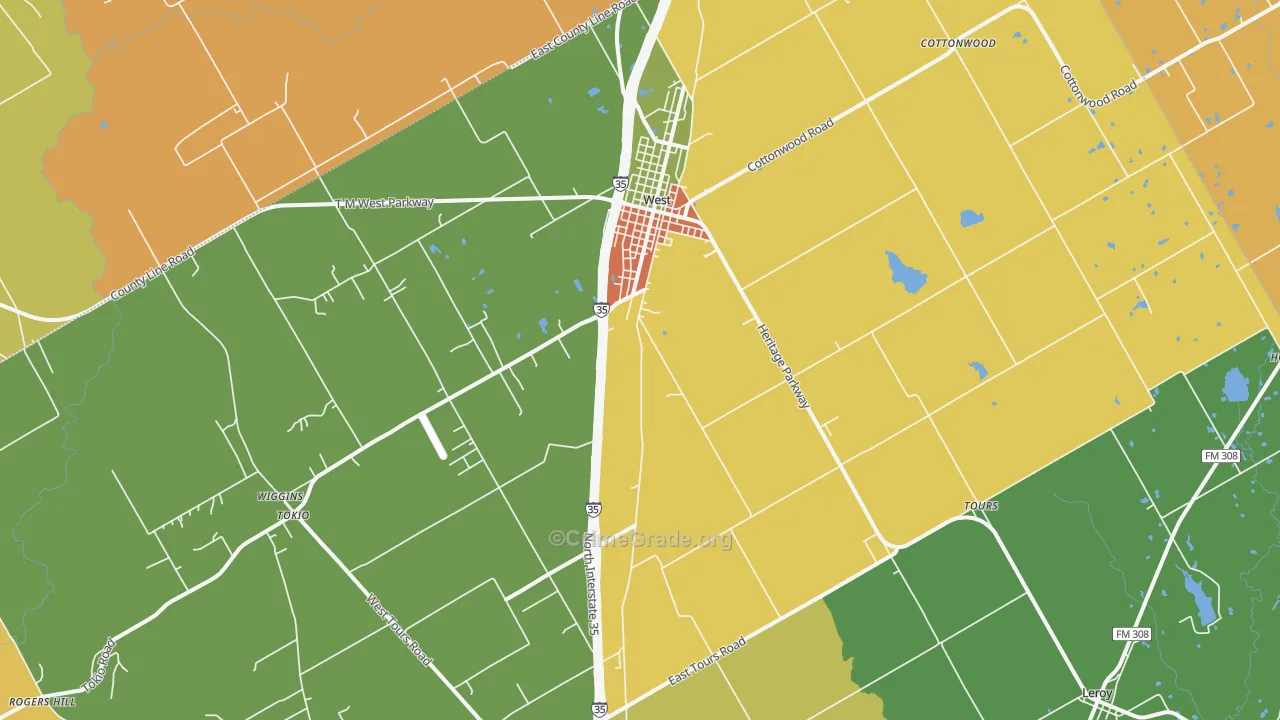 76691, TX Map of Theft Rates