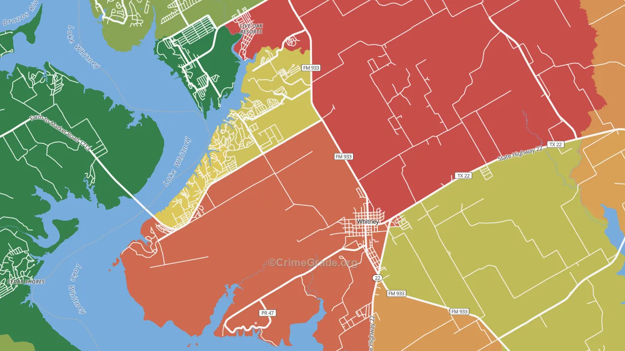 76692, TX Map of Theft Rates